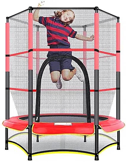 55′′ Round Kids Trampolines Indoor, 4.5FT Outdoor Trampoline with Encl 1