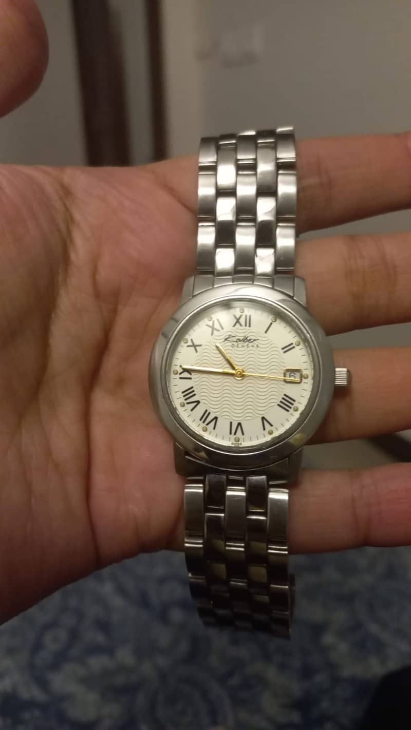 Kolber geneve swiss made mens wrist watch  silver chain white dial 0