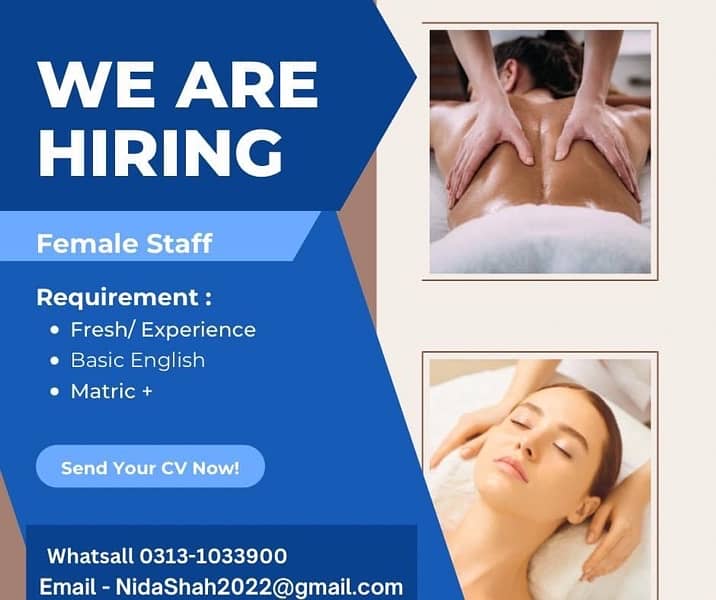 Receptionist Required Female Therapist Required 0