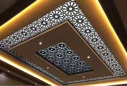 False ceiling,cnc design,media wall,kitchen cabinets,wooden work,glass