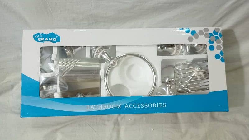 Bathroom Accessories Complete Set  Golden & Silver plush marbel holder 5