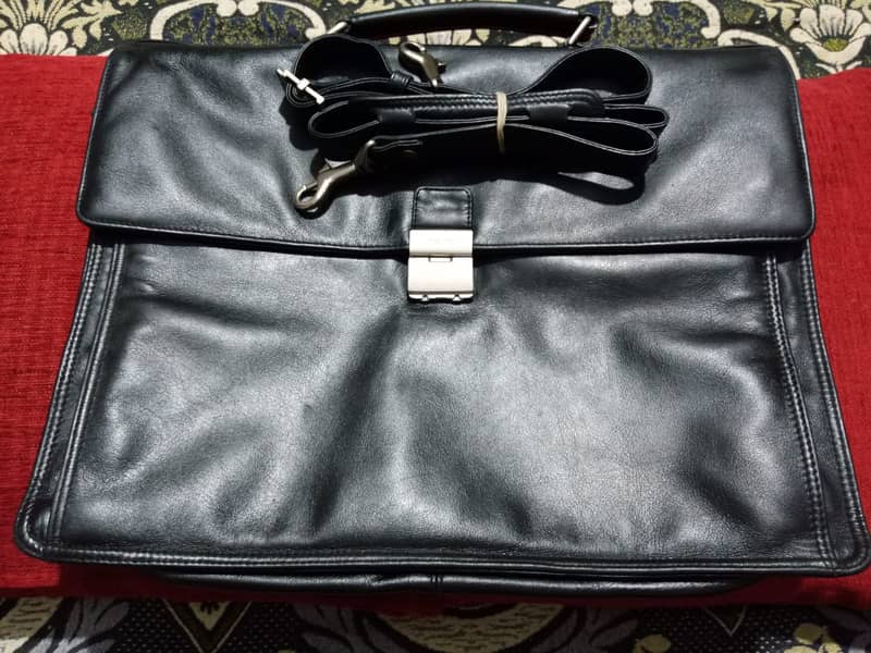 Vintage Picard Black Genuine Leather Handbag Shoulder Bag Germany Purse