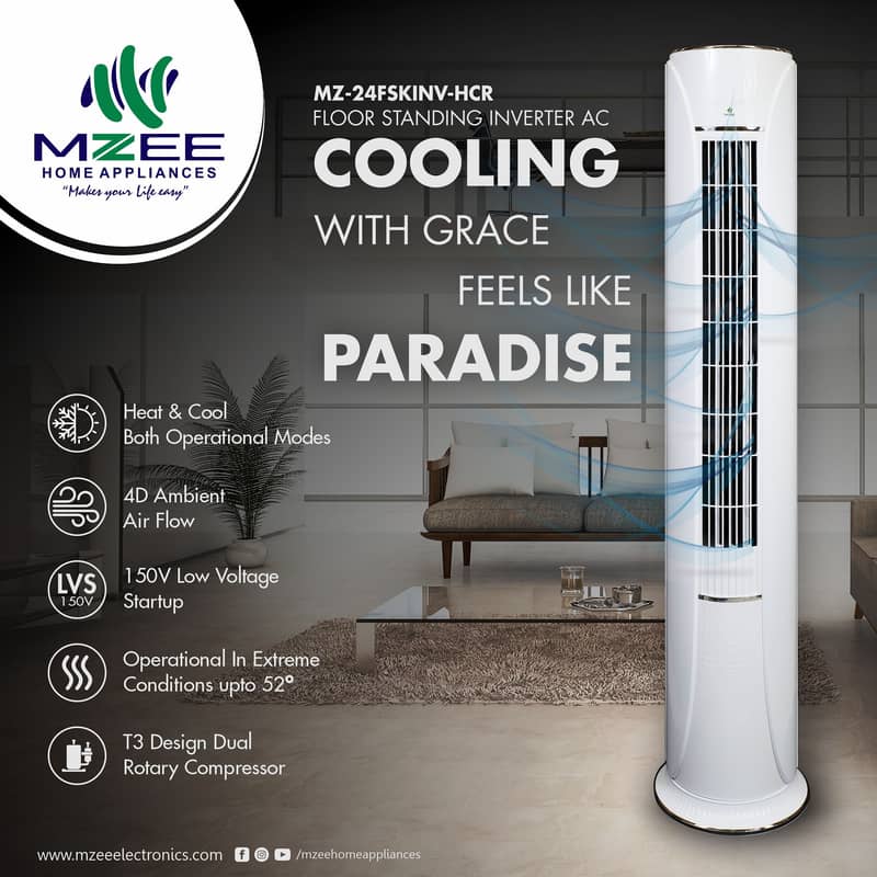 MZEE AC T3 Floor Round Shape Inverter MZ-FS24KINV-HCR Heat/Cool 1