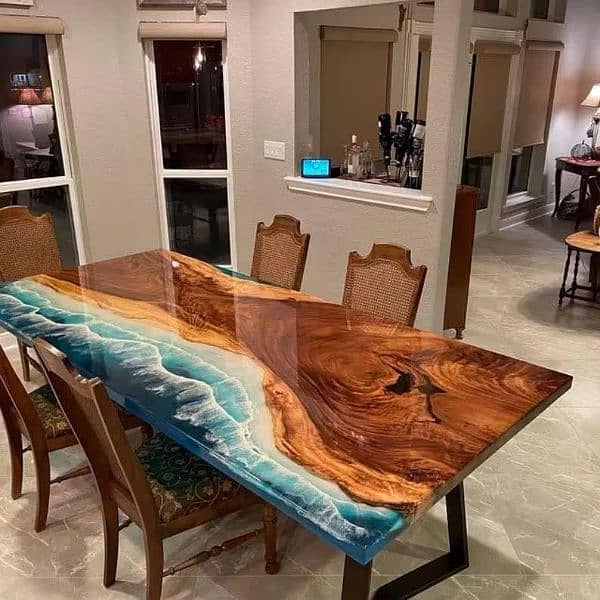 epoxy luxury dinning table. Delivery all Pakistan. contct 0304-8683392 1