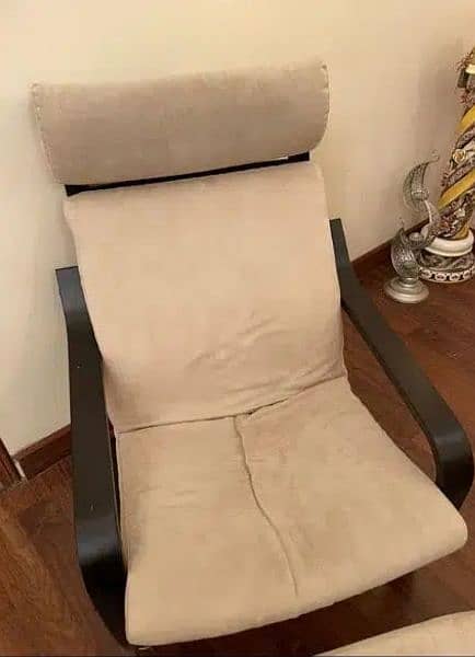 ikea chairs woth cushion and foot rest 1