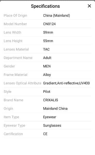 CRIXALIS Pilot Sunglasses Male/Female Unisex Anti Glare/Driving Shades 4