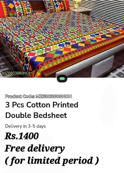 Double  Bedsheets  Cotton, Free Home Delivery 3