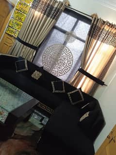 L shape sofa. dewan. 2 stool. matching parda 0