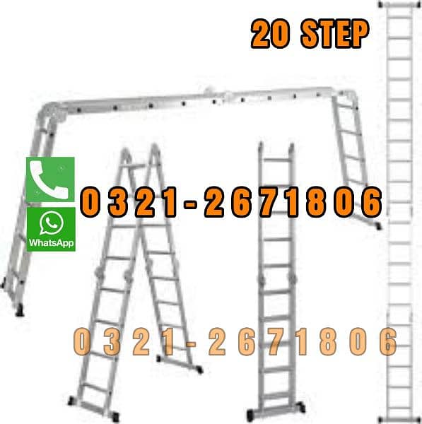 ALMUNIUM FOLDABLE LADDER 20 STEPS  HEAVY DUTY 0