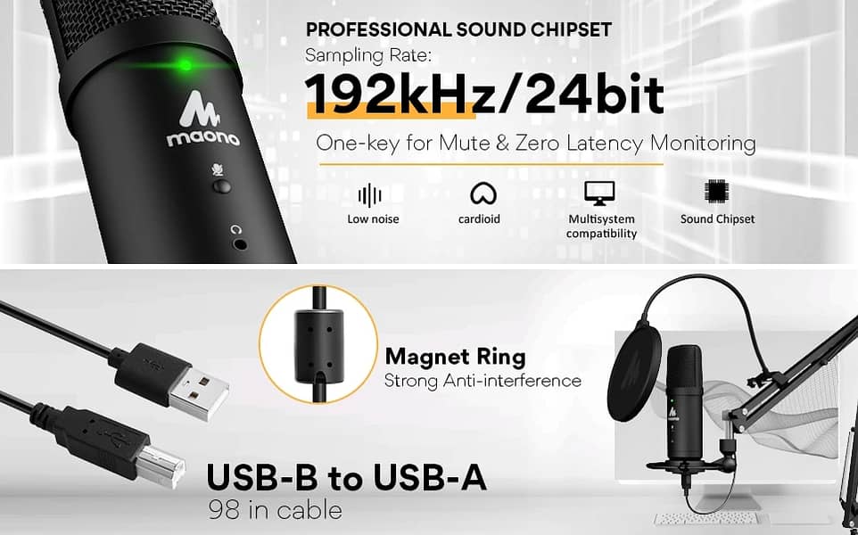 Maono pm401 USB Condenser Microphone youtube podcasting recording mic 5