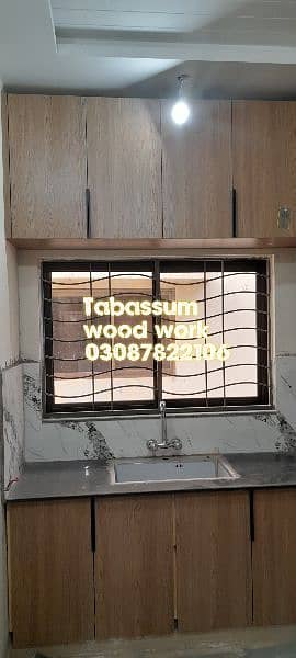 Kitchen wardrobe LED wall wood working master team available 11