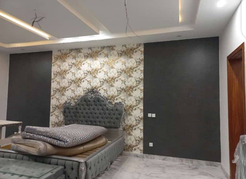 Wallpaper,false ceiling,lcd rack,wooden floor,wpc panel. epoxy paint 1
