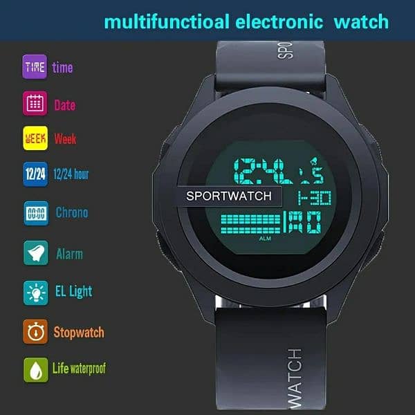 118 Men Sport LED Watches Men Digital Clock Multi-Functional 0