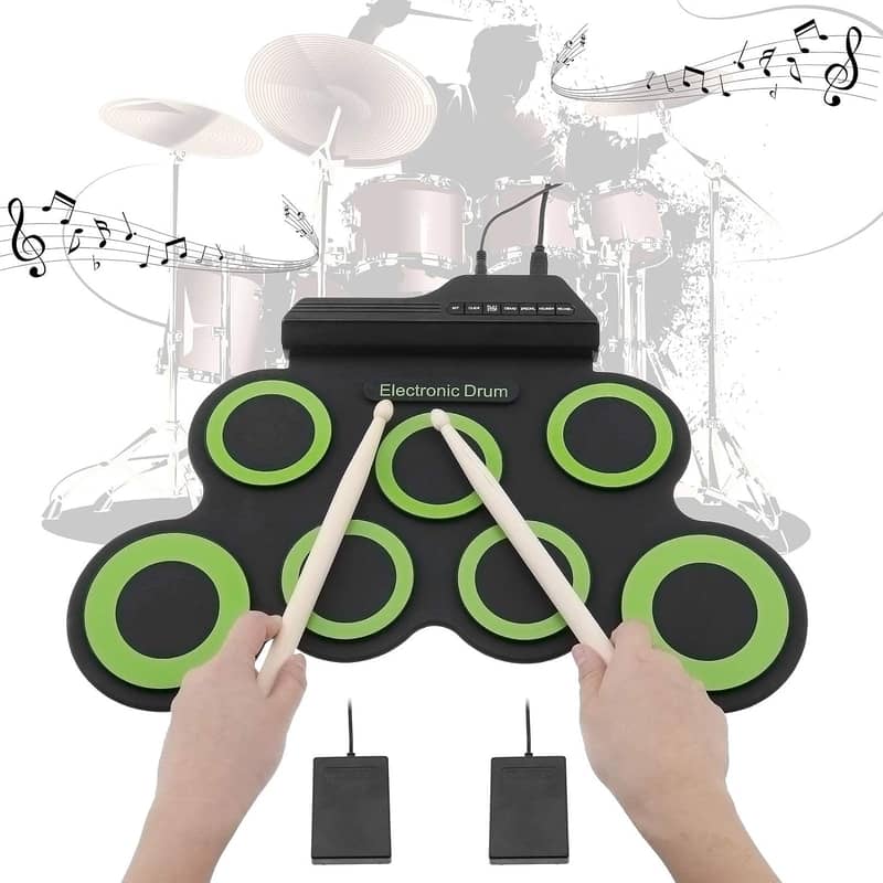Gift For Kids Electronic Drum Set, Built-In Speaker 10H Playing Time 4