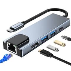 5 in 1 HUB Type C To HDMI + LAN + Type C + USB 3.0 × 2