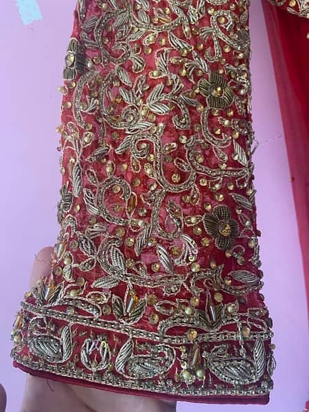 Red Bridal dress Short Frok and Sharara with Dupata 3