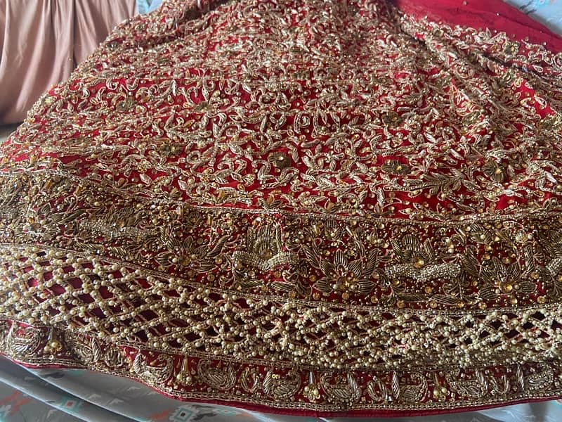 Red Bridal dress Short Frok and Sharara with Dupata 4