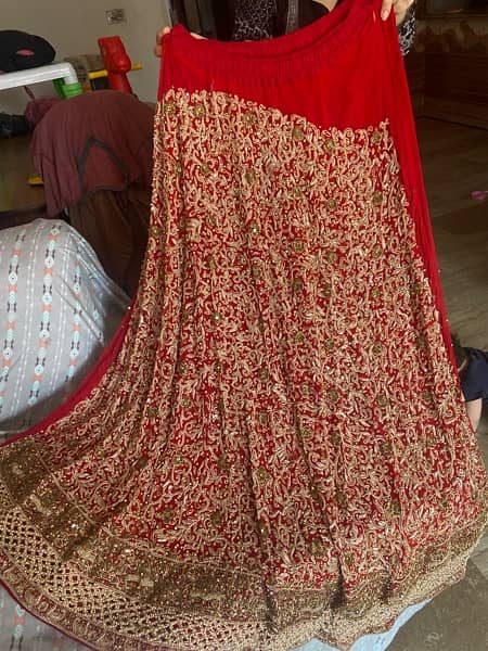 Red Bridal dress Short Frok and Sharara with Dupata 5