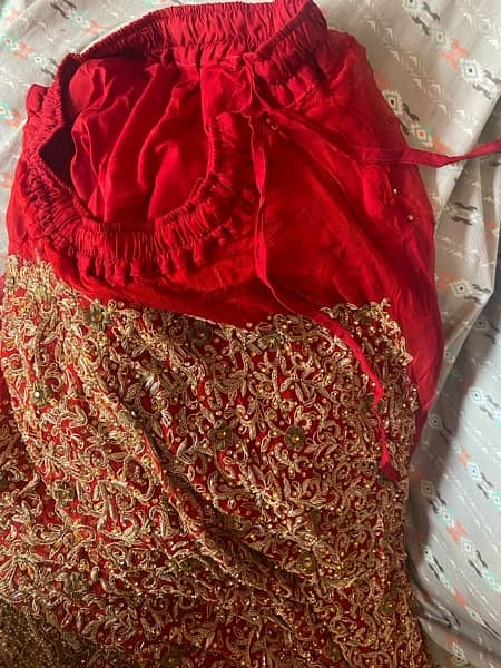 Red Bridal dress Short Frok and Sharara with Dupata 6