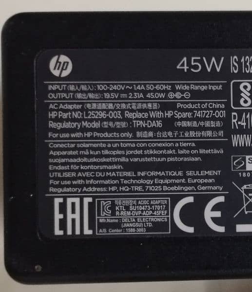 HP laptop charger 45w blue pin original 0