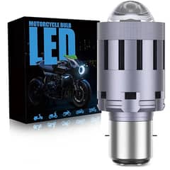 Motorcycle H4 LED Headlight 12000LM With Highlight Lens 6000K White
