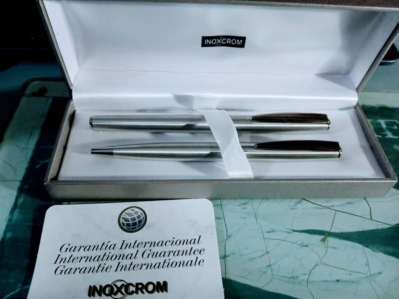 Inoxcrom Atlantic Fountain pen + ball pen Set-Steel Body-Made in Spain 1