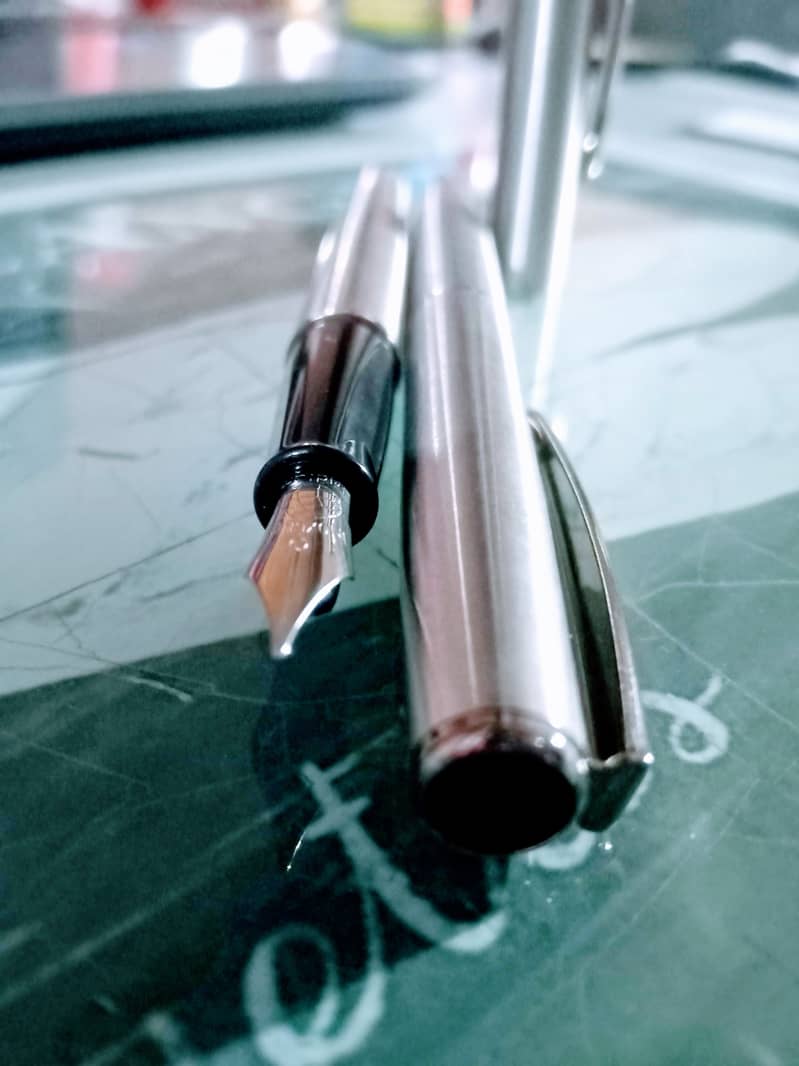 Inoxcrom Atlantic Fountain pen + ball pen Set-Steel Body-Made in Spain 3