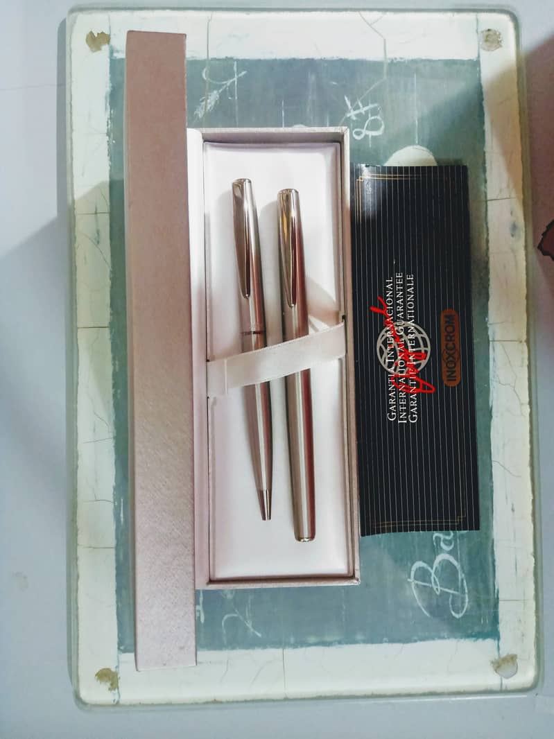 Inoxcrom Atlantic Fountain pen + ball pen Set-Steel Body-Made in Spain 5