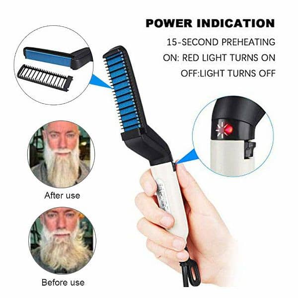 Hair Straightener Brush For Men Styler Comb Mini Electric Hair Tool 0