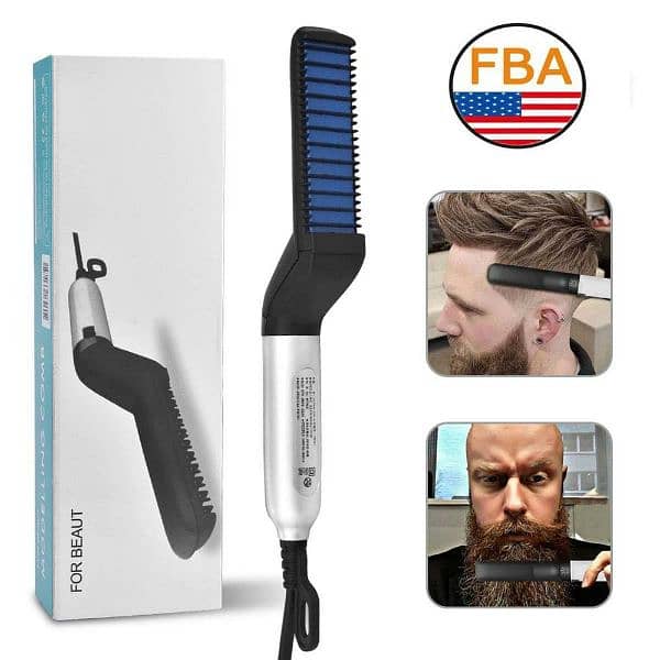 Hair Straightener Brush For Men Styler Comb Mini Electric Hair Tool 2