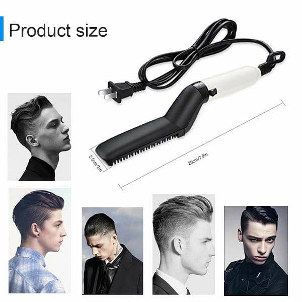 Hair Straightener Brush For Men Styler Comb Mini Electric Hair Tool 3