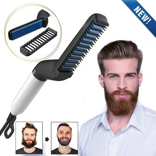 Hair Straightener Brush For Men Styler Comb Mini Electric Hair Tool 5