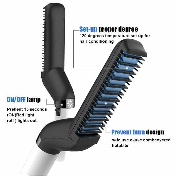 Hair Straightener Brush For Men Styler Comb Mini Electric Hair Tool 7