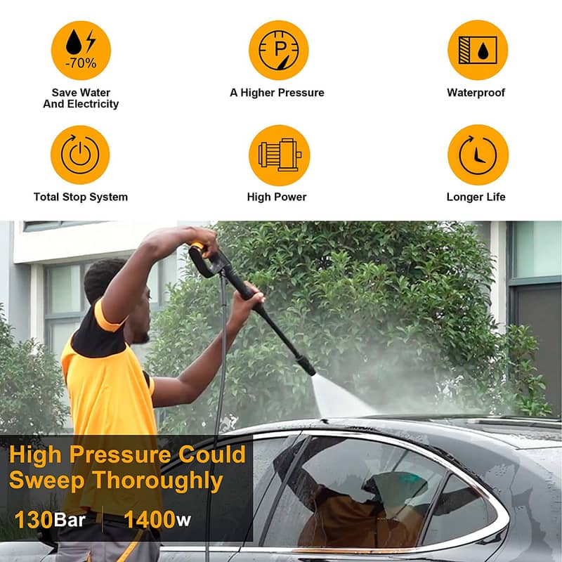 New) TOTAL Brand High Pressure Car Washer - 130 Bar 5