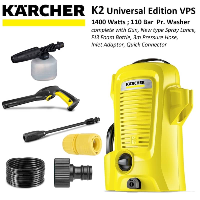 New) KARCHER K2 High Pressure Car Washer - 110 Bar with Foam Lance 2