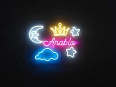 Neon lights, house name plates, signboards, calligraphy, 3D letters. .
