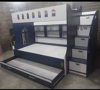 Double Story 6x4 feet Triple bunker bed for kids deffrent designs 3