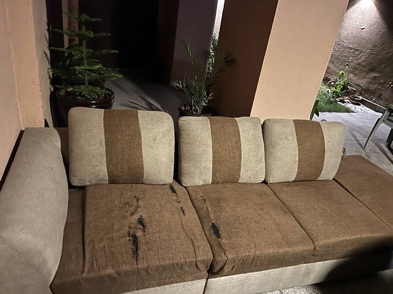 L-Shape 7 Seater Sofa in Jute Fabric 6