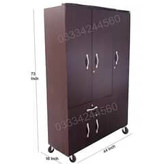 D4 Wooden 6x4 feet 3 door cupboard wardrobe almari cabinet safe 0