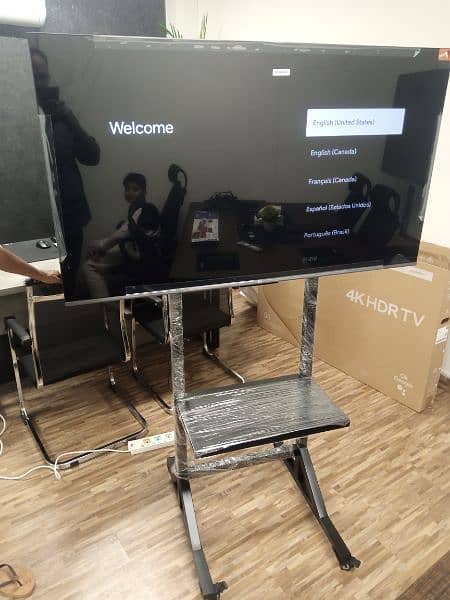 lcd led tv floor stand with wheels and shelf office home 2