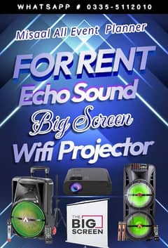 projector screen and sound system and birthday party
