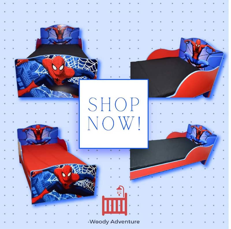 Kids Single Bed Spiderman, Superman Bed by Furnishoo Factory Outlet 0