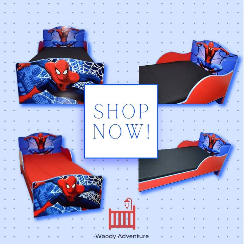 Kids Single Bed Spiderman, Superman Bed by Furnishoo Factory Outlet 4