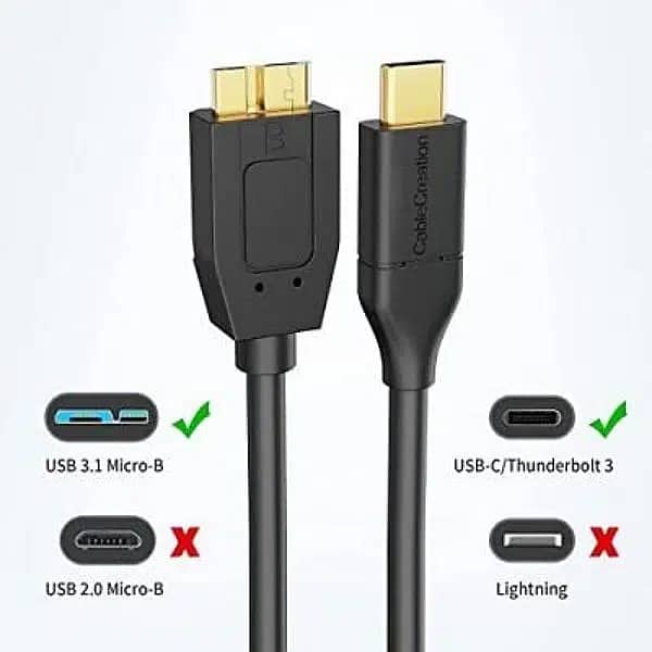 CableCreation USB 3.1 Type C to 3.0 Micro B Cable 1ft Black 1