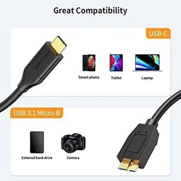 CableCreation USB 3.1 Type C to 3.0 Micro B Cable 1ft Black 5