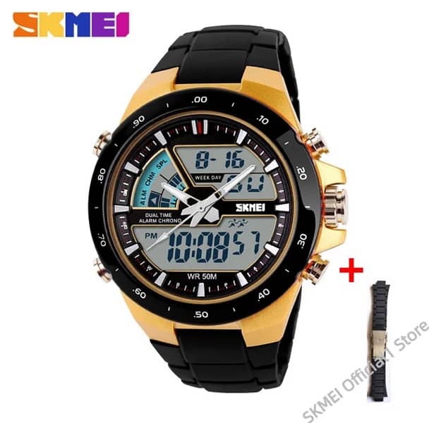 Digit Dual Time Stopwatch Dual Display Wristwatche 1