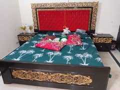 bed with side tables and mattress dressing table almari