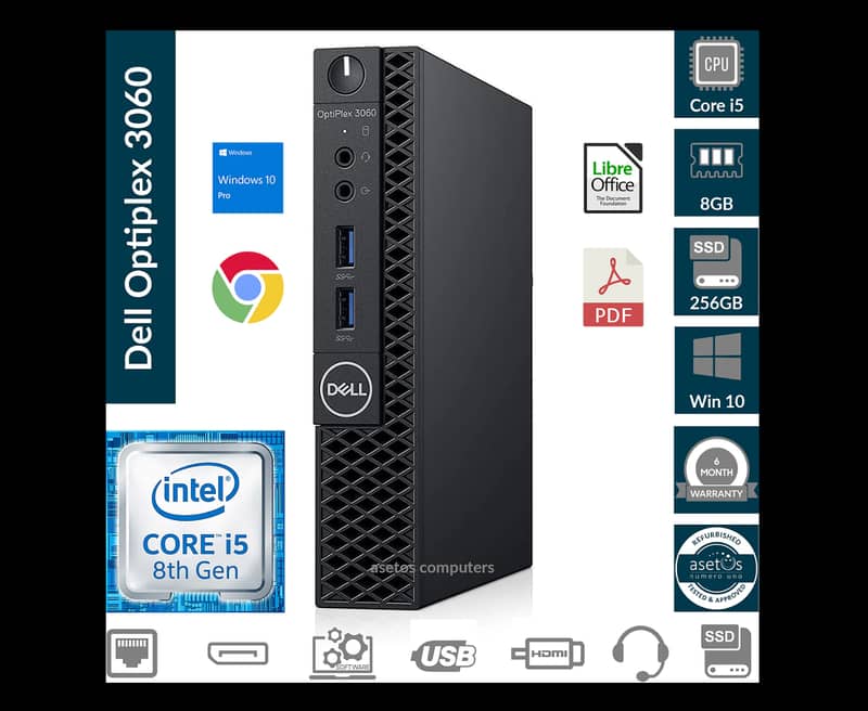 Dell OptiPlex 3060 IntelCore i7-8700 8GB Ram 256GB Nvme Win10 Mini