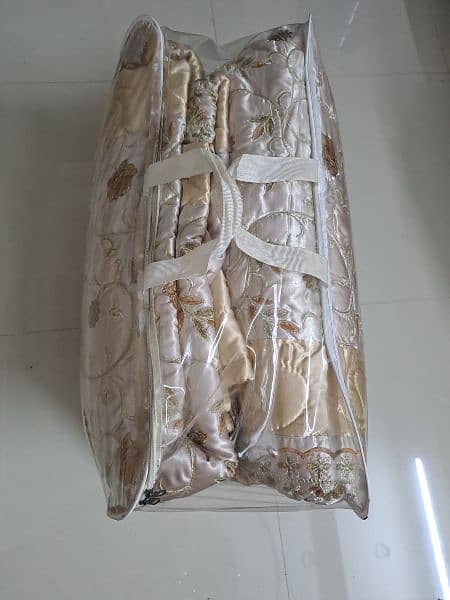 Wedding Bedsheet 9 pieces Colour Golden. Embossed designing 2