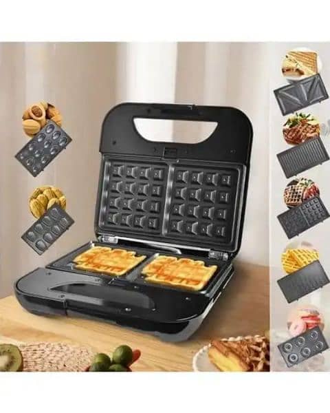 RAF 5 IN 1 SANDWICH WAFFLE PANINI GRILL TOASTER DONUT COOKIE MAKER 11